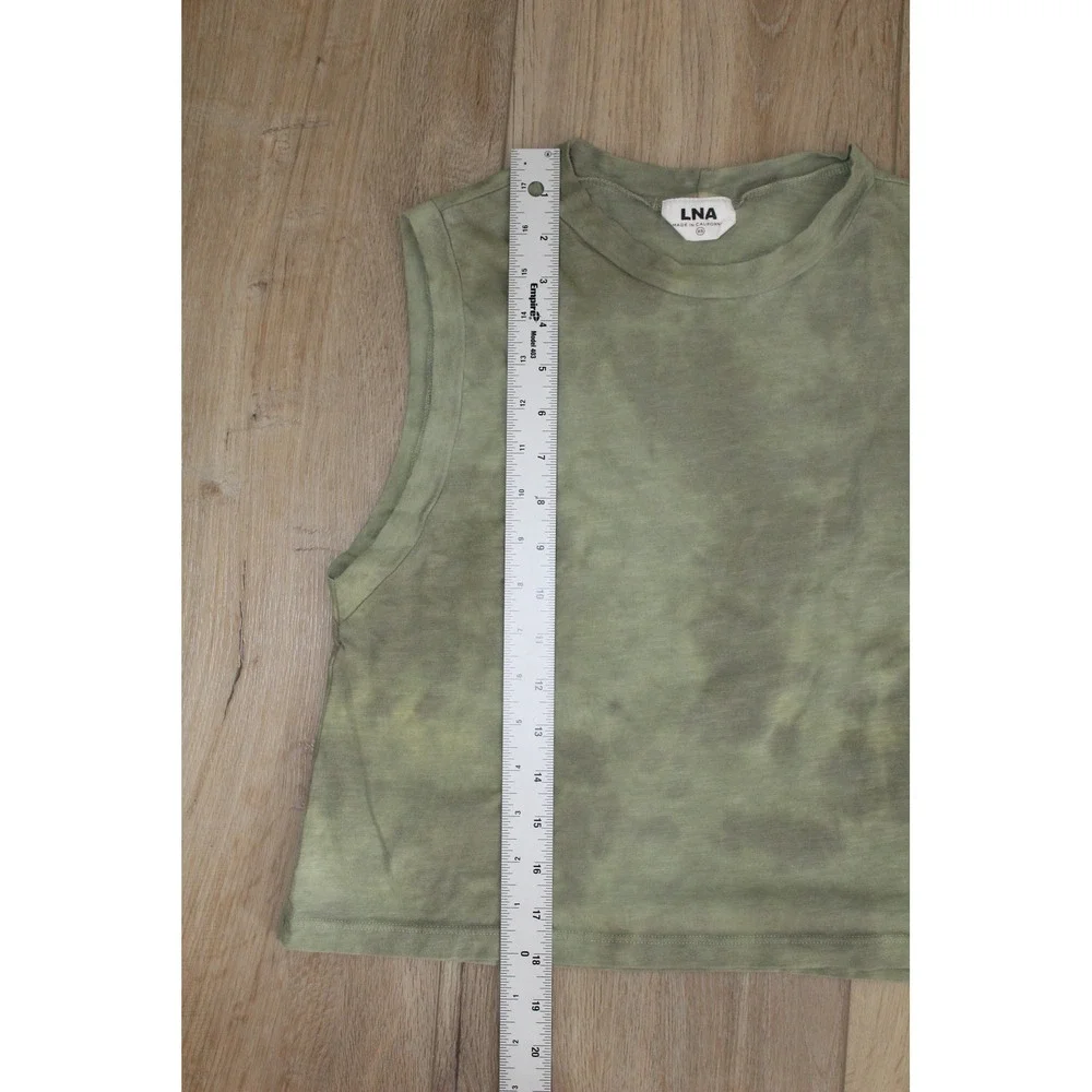 LNA Olive Green Tie Dye Muscle Tank Top XS Cotton Slub Jersey Made in USA - Picture 6 of 7